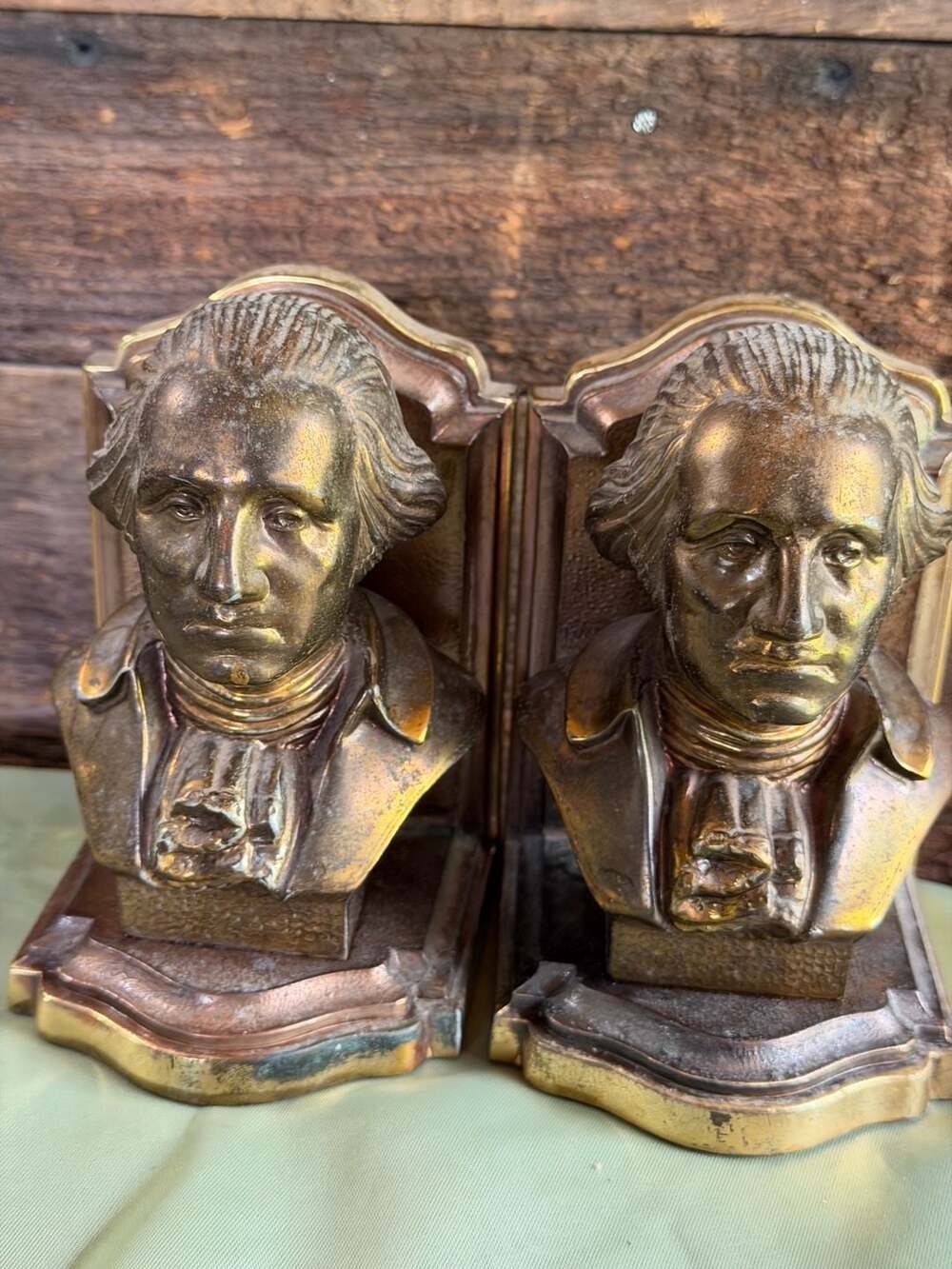 Vintage Armor Bronze George Washington Bust Bookends Pair